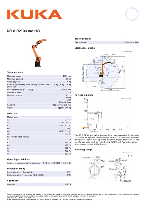 Kuka KR 8 R2100 ARC HW Robot Welder 6 Axis 2019 For Sale Surplus