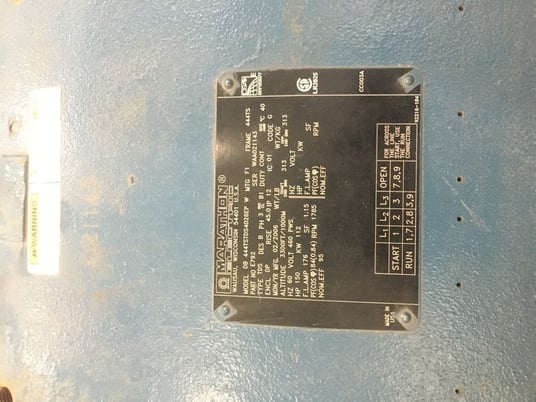 150 HP 1785 RPM Marathon, Frame 444TS, ODP, 3PH PWS 176A, electrically ok, 460 Volts - Image 1