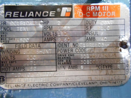 2 HP 1800 RPM Reliance, Frame 1810ATCY, TENV, new, 180 VA, 200 VF - Image 7