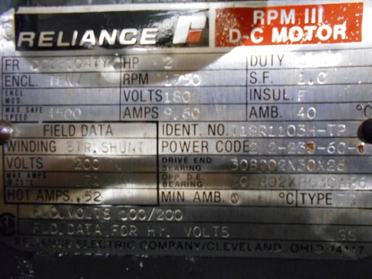 Image 8 for 2 HP 1800 RPM Reliance, Frame 1810ATCY, TENV, new, 180 VA, 200 VF