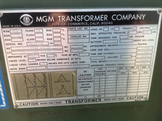 500 KVA 2400 Delta Primary, 480 Delta Secondary, MGM, pad mount, dead front, radial feed - Image 2