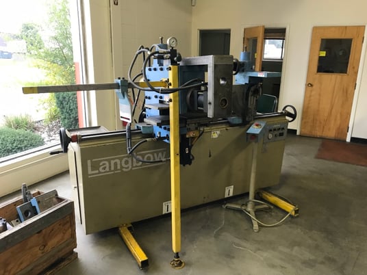 Langbow #TM38, adjustable twin head vertical bender, 72" CC, 1-1/2" tube, wheel well bender tooling, 1999 - Image 8