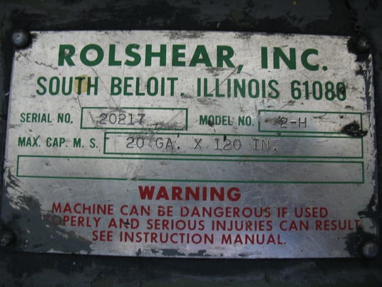 10' x 20 gauge Rolshear #2-H, initial pinch, 4.5" top roll, 3-roll drive - Image 8
