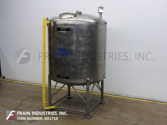 2000 gallon Chicago Pneumatic, 316 Stainless Steel, single wall tank, 84" diameter x 76" straight wall, dome - Image 1