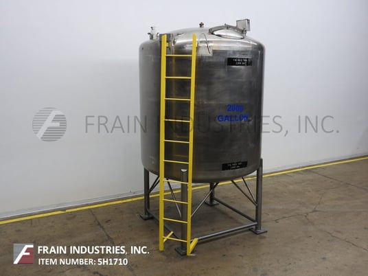 2000 gallon Chicago Pneumatic, 316 Stainless Steel, single wall tank, 84" diameter x 76" straight wall, dome - Image 5