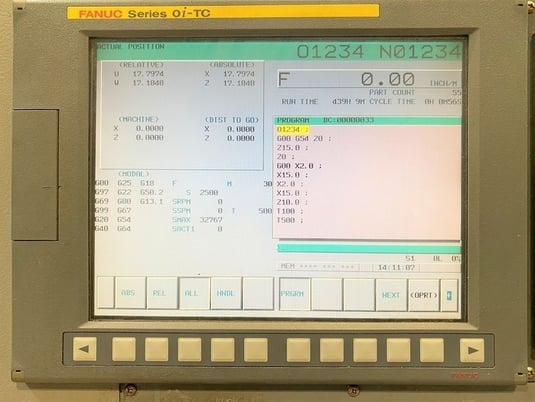 Leadwell #T-8, 26.3" swing, 10" chuck, 3-jaw, 3" bar, Fanuc 0iT, 2-Axis slant bed, 2008, #15829J - Image 5