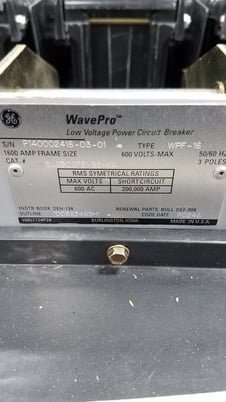 1600 Amps, General Electric, WPF-16, electrically operated, manually operated, drawout, fused, K116LSIGM trip - Image 3