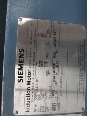500 HP 1800 RPM Siemens, Frame 509/10/11S, TEFC, BB, new, 2300/4000 Volts - Image 1