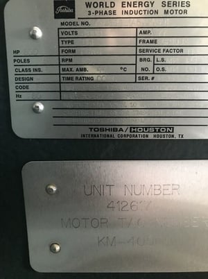 600 HP 1200 RPM Toshiba, Frame 6810US, TEFC-TC, SB, 1.15, new surp, 4160 Volts (4 available) - Image 1