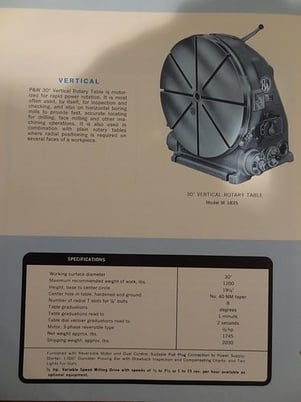 30" Pratt & Whitney #M1835, vertical rotary table - Image 2