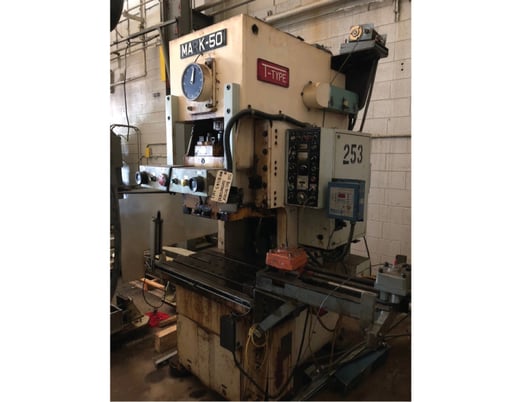50 Ton, Heller Sutherland #Mark-50, gap press, 4.3" stroke, 33" x17.3" bed, 1998, #10563 (2 available) - Image 1