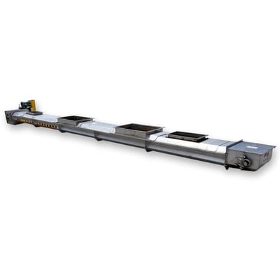 SMC, 20" width x 28' long, Stainless Steel drag conveyor, 20" x21" outlet, 2 HP, 230/460 V., 3-phase, 1745 - Image 1