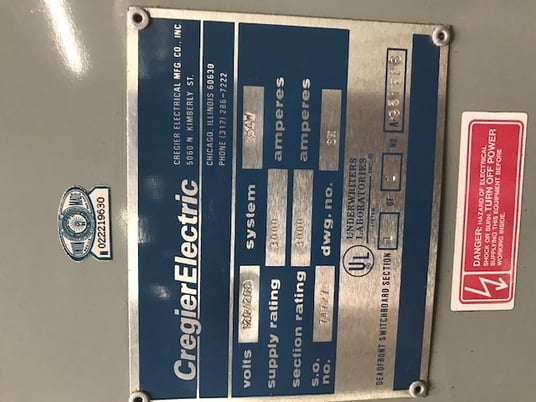 3000 Amp. Cregier Electric /Boltswitch, VLB-3412,208/120V, fusible type, Nema 1 (2 available) - Image 2