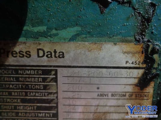 200 Ton, Niagara #S2G-200-60-30, double crank gap frame press, 10" stroke, 24" Shut Height, air clutch, #68195 - Image 4