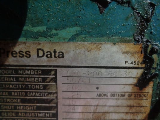 200 Ton, Niagara #S2G-200-60-30, double crank gap frame press, 10" stroke, 24" Shut Height, air clutch, #68195 - Image 6