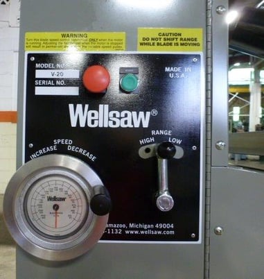20" x 16" Wellsaw #V20F, 45-3000 FPM, 26" x26" table, 3 HP, 3/4" x 14' 9" blade, #28641 - Image 6