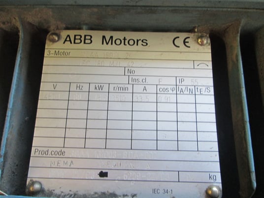 24.8 HP 3600 RPM ABB, Frame 160LD, TEFC, 33.5 amps, electrically OK, 480 Volts - Image 2