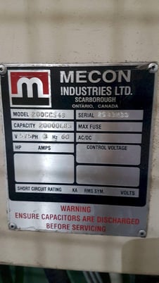 20000 lb. Mecon #200CCS48 / 500F48HD, 48" coil width, .175" coil thickness - Image 6