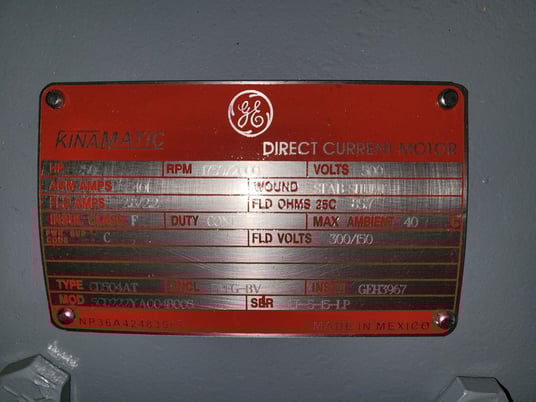 250 HP 1750/2000 RPM General Electric, Frame 504AT, DPFG-BV, BB, new, 500VA, 150/300VF (2 available) - Image 4