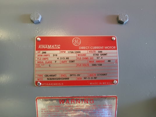 200 HP 1750/2000 RPM General Electric, Frame L409AT, DPFG-BV, BB, new, 500VA, 150/300VF (2 available) - Image 4