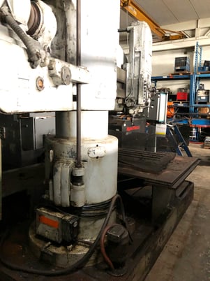 6' -9" Carlton radial arm drill, power elevation & clamping, box table, coolant system - Image 2
