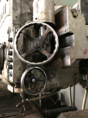 6' -9" Carlton radial arm drill, power elevation & clamping, box table, coolant system - Image 4