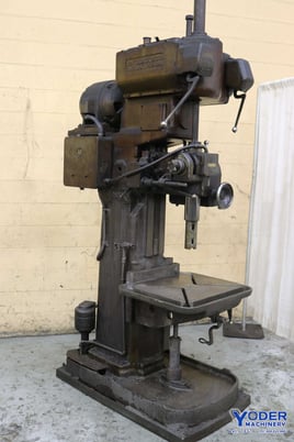 25" Fosdick single spindle heavy duty drill, box column, 5 HP, tapping, power downfeed, #4 MT, 24" x 19"work - Image 2