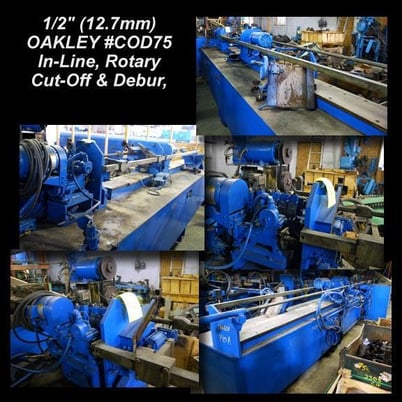 1/2" Oakley #COD75, in-line rotary cut off & debur, 1 knife, 2 roller supports, hand wheel adjustable run out - Image 1