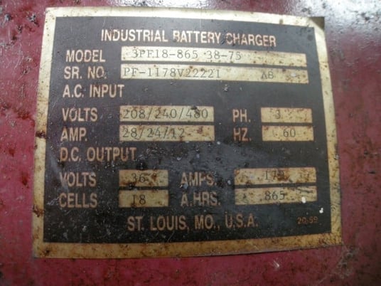 Power Factor #3PF18-865 38-75, 36 v. battery ch - Image 3