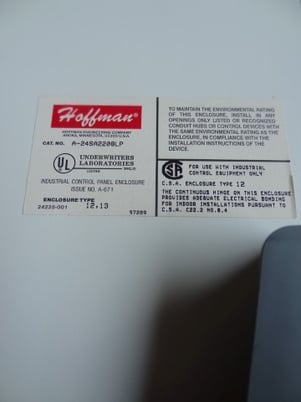 Hoffman #A24A2208LP, 22" x 24" x 8" electrical enclosure - Image 2