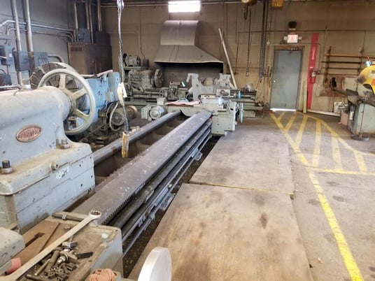 56" x 342" Bertram, engine lathe, dual carriages, 250 RPM, 28" 4-Jaw chuck, 3" spindle hole - Image 8