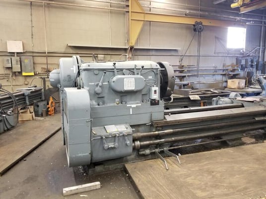 56" x 342" Bertram, engine lathe, dual carriages, 250 RPM, 28" 4-Jaw chuck, 3" spindle hole - Image 10