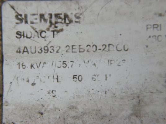 16 KVA Siemens #4AU3932-2EB20-2DC0, transformer - Image 2