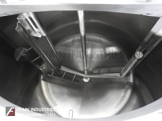 1000 gallon Cherry Burrell, 316 Stainless Steel single wall tank, 71" ID x 60" straight wall vessel, cone - Image 2