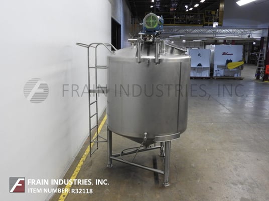 1000 gallon Cherry Burrell, 316 Stainless Steel single wall tank, 71" ID x 60" straight wall vessel, cone - Image 4