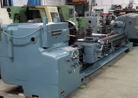 30" x 198" American #Pacemaker lathe, 21" swing over cross slide, 4-jaw 24" chuck, taper attachment, rapid - Image 1