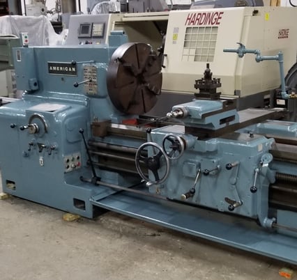 30" x 198" American #Pacemaker lathe, 21" swing over cross slide, 4-jaw 24" chuck, taper attachment, rapid - Image 3