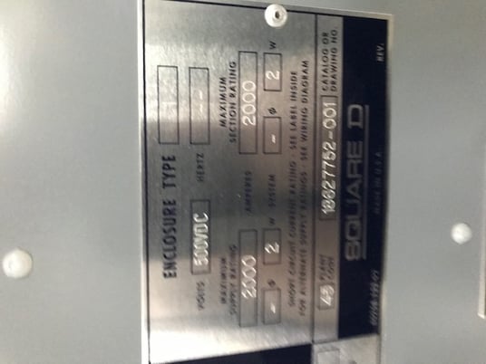 2000 Amps, Square D, PAF362000DC1625, 500 V.DC rated, 2 pole, 1 section, Nema 1 (4 available) - Image 1
