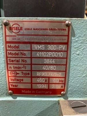 10.8" Eisele #VMS-300PV, semi automatic mitering coldsaw, 1994, S/N 3844 - Image 10