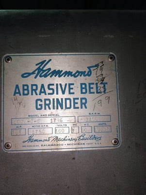 Hammond #1000-D-8, Abrasive Belt Grinder, S/N 1716 - Image 8