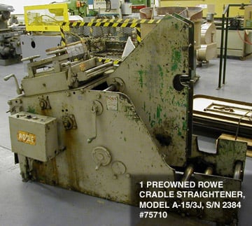 3000 lb. Rowe #A-15/3J, combination Cradle/straightener, 15" width, 3 HP, 0.025-0.080 thickness, 1979 - Image 1