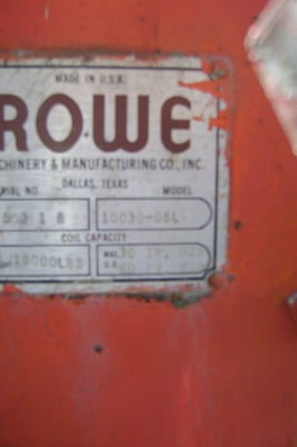 10000 lb. Rowe #10030-DSL, Powered Roll, 30" width, 60" Od, air operated, hold down arm - Image 4