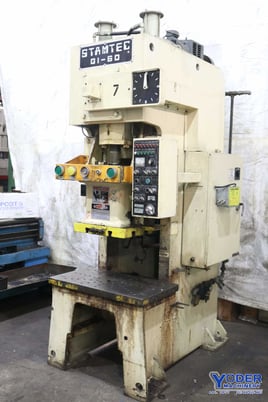 60 Ton, Stamtec #G1-60 gap frame press, 4.728" stroke, air clutch, 35-90 SPM, 7-1/2 HP, dual palm buttons - Image 1