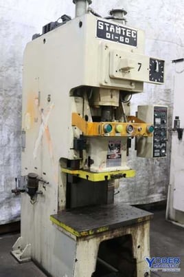60 Ton, Stamtec #G1-60 gap frame press, 4.728" stroke, air clutch, 35-90 SPM, 7-1/2 HP, dual palm buttons - Image 3