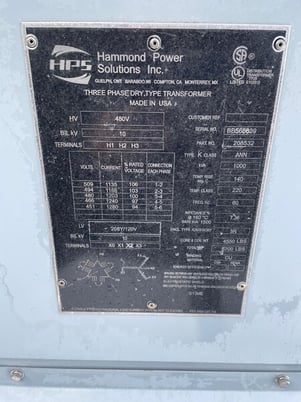 1000 KVA 480 Delta Primary, 208Y/120 Secondary, Dry yype, Nema 3R, reconditioned (2 available) - Image 4