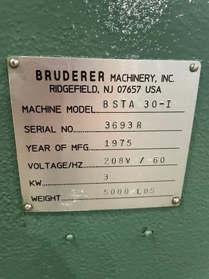 30 Ton, Bruderer #BSTA30, 3-post hi-speed press, .37" -1.57" stroke, air clutch & brake - Image 3