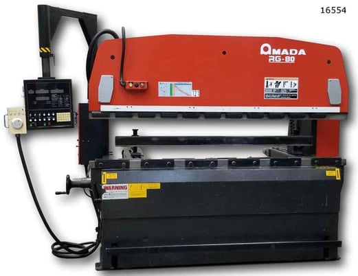 80 Ton, Amada #RG-80, hydraulic, 8' overall, 80.8" between housing, 3.94" stroke, 15.76" throat, 1984, #016554 - Image 1