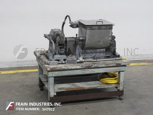 Stokes, 316 Stainless Steel single sigma mixer, 1.3 cu.ft., flip top cover, .75 HP, mounted on a push cart - Image 1