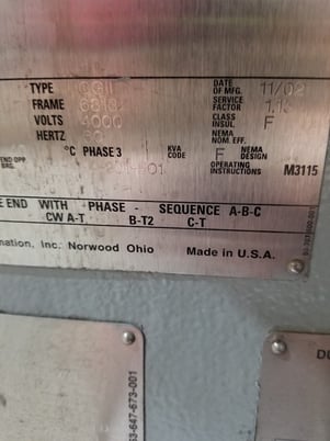 2500 HP 1773 RPM Siemens, Frame 6813Z, weather protected enclosure type 2, sleeve bearings, 4000 Volts - Image 2