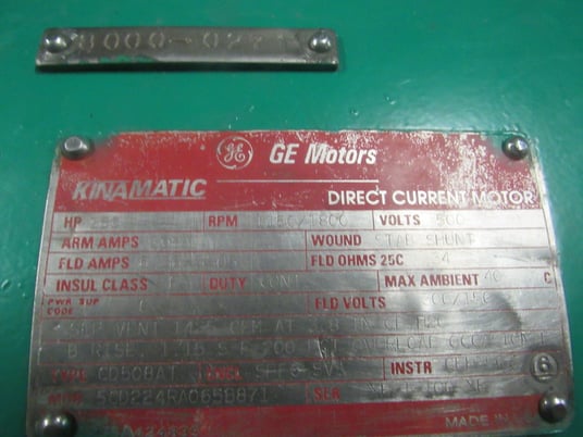 250 HP 1150/1800 RPM General Electric, Frame CD508AT, SPFG, 500 VA, 150/300 VF (4 available) - Image 1